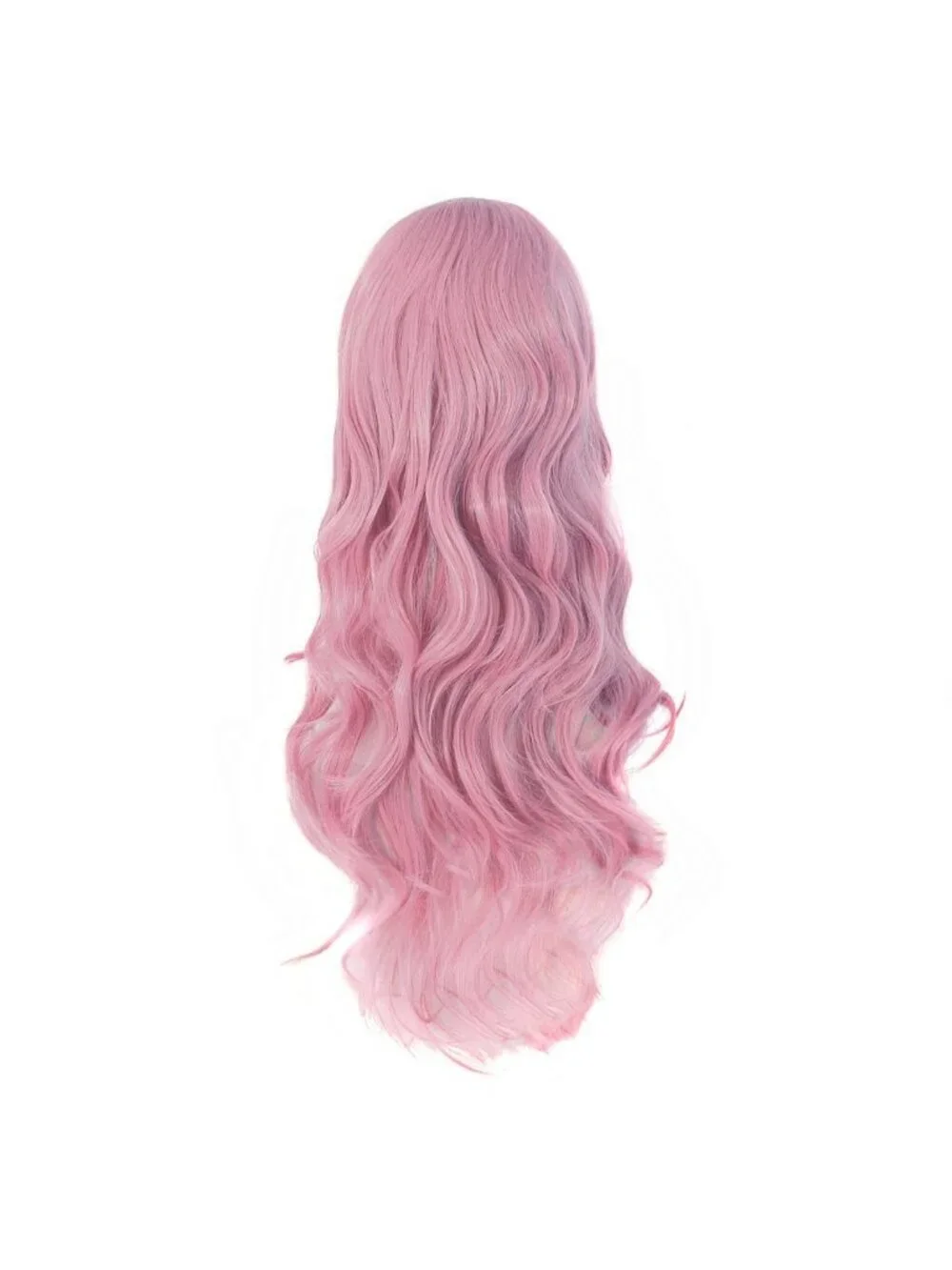 Women's Pink 24 Inch Synthetic Modern Long Wavy Side Bangs Wigs